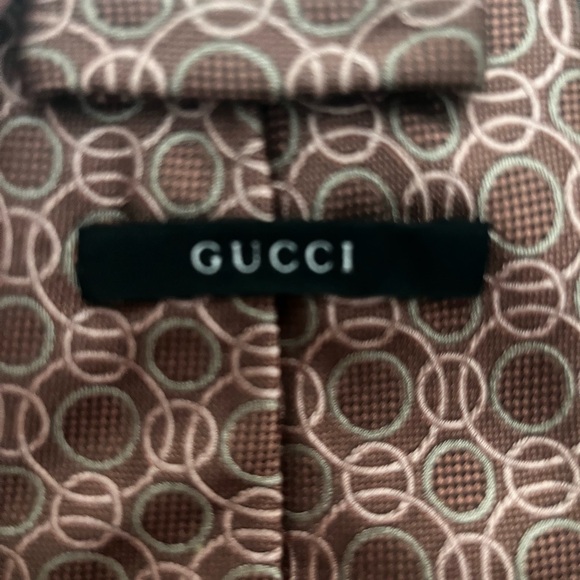 Gucci Tie, Brown, Geometric Shape - Picture 10 of 10